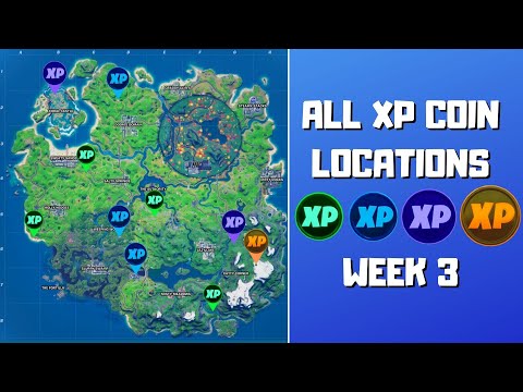 All XP Coins Locations in Fortnite Season 4 Chapter 2 Week 3! (Green, Blue, Purple, and Gold)