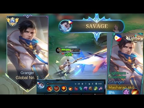 LIGHTBORN GRANGER GLOBAL NO.1 -MANIAC & SAVAGE GAMEPLAY -BEST BUILD AND ENBLEM 2025