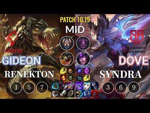 GRF GIDEON Renekton vs SB Dove Syndra Mid - KR Patch 10.19