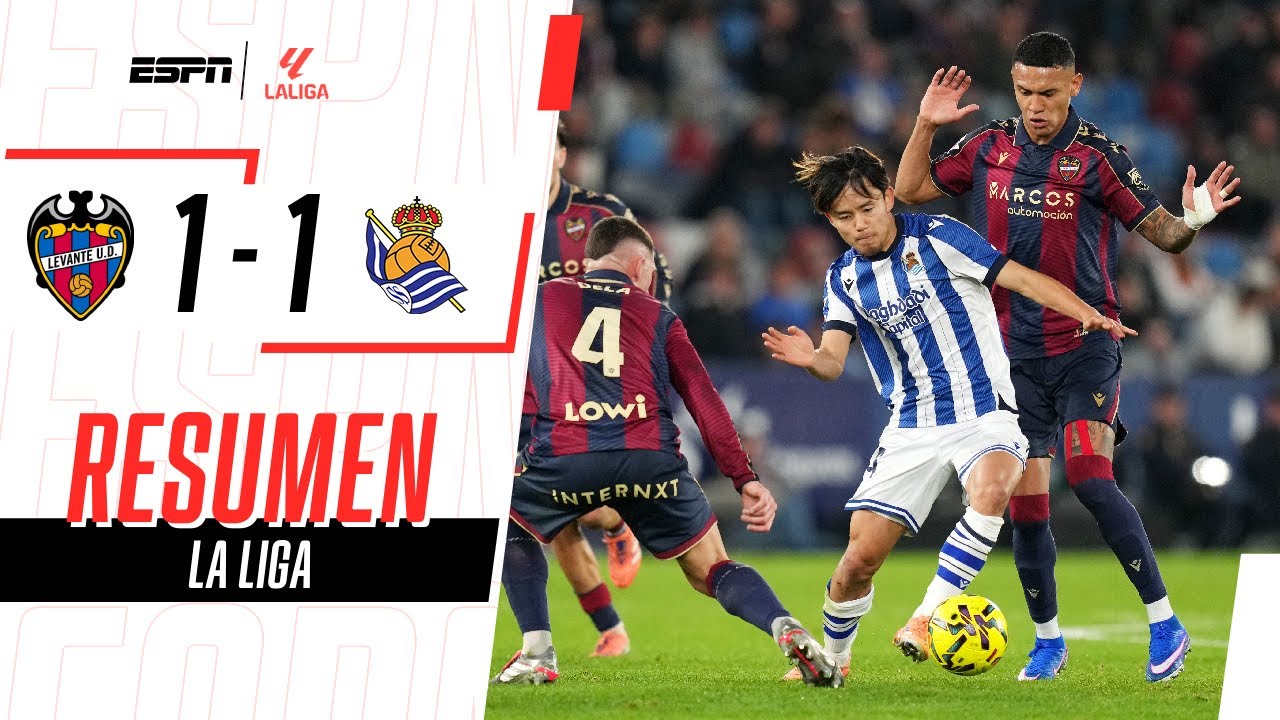 LEVANTE AMARGÓ AL REAL SOCIEDAD EN LA ÚLTIMA DEL PARTIDO | Levante 1-1 Real Sociedad | RESUMEN