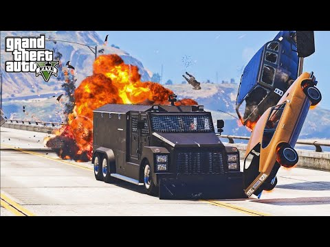 GTA 5 RIOT CONTROL VEHICLE ( RCV ) CRASHES - IMPACT COMPILATION - DESTRUCTION