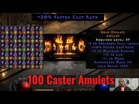 Diablo 2 Resurrected. D2R Online Crafting 100 Caster Amulets
