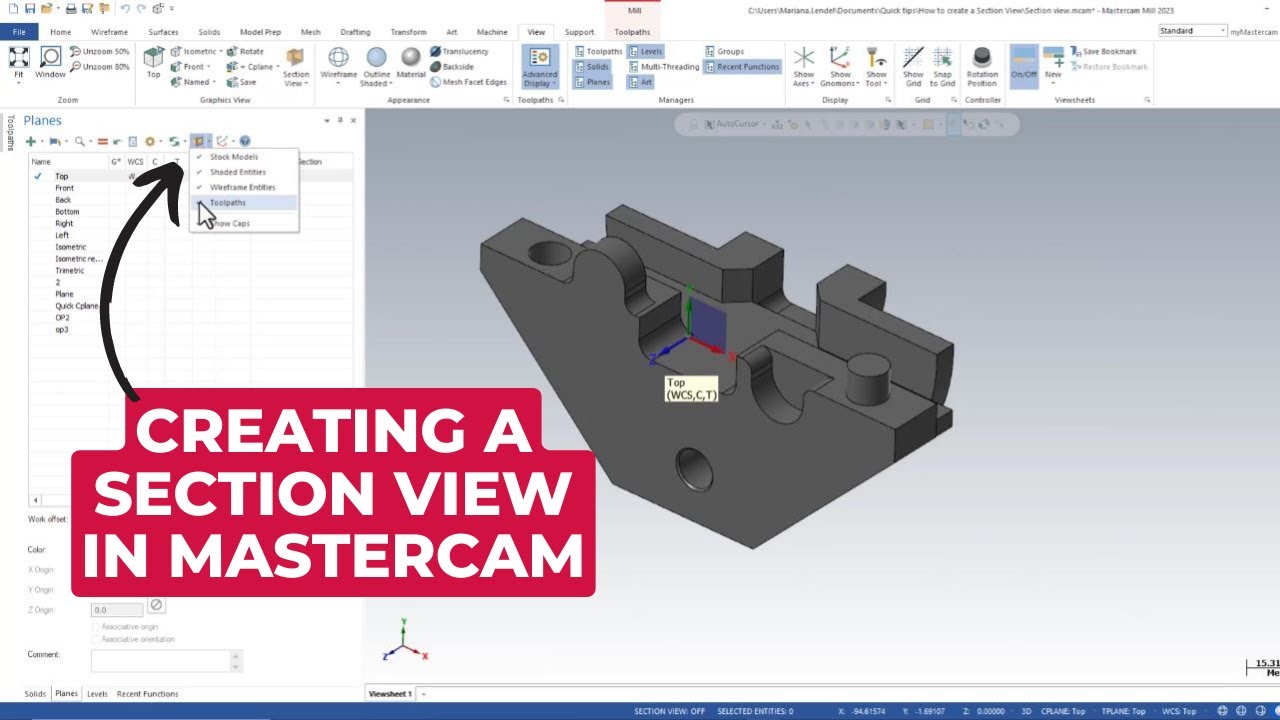 Mastercam 2023: How To Create a Section View
