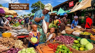 A Beautiful Village Market Day🛒Fresh Food Shopping, Coconut Fish Curry