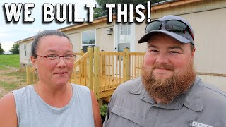 BEAUTIFUL New Deck BUILT by US! // Mobile Home Deck Build - Pt. 2