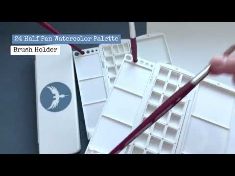 AX11 24 Half Pan Watercolor Palette, Magnetic-Adhesion Base, Brush Holder, Portable Travel Case