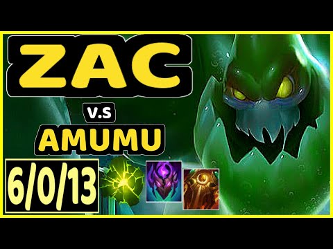 SEVENARMY (ZAC) vs AMUMU - 6/0/13 KDA JUNGLE GAMEPLAY - EUW Ranked GRANDMASTER
