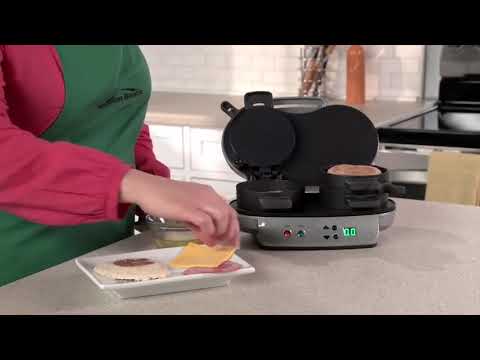 Hamilton Beach Dual Breakfast Sandwich Maker with Timer, Quick and easy recipes, Silver (25490A)