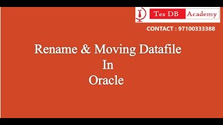 RENAME OR MOVE TBS IN ORACLE #ORACLE #TABLESPACE #RENAME TABLESPACE #MOVETABLESPACE #DATABASE