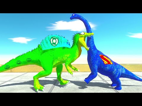 SUPERMAN BRACHIOSAURUS vs GREEN LANTERN SPINO DEATH RUN - Animal Revolt Battle Simulator