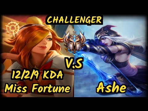 SPY.V Freeze (MISS FORTUNE) vs ASHE - 12/2/9 KDA BOTTOM ADC CHALLENGER GAMEPLAY - EUW v9.7