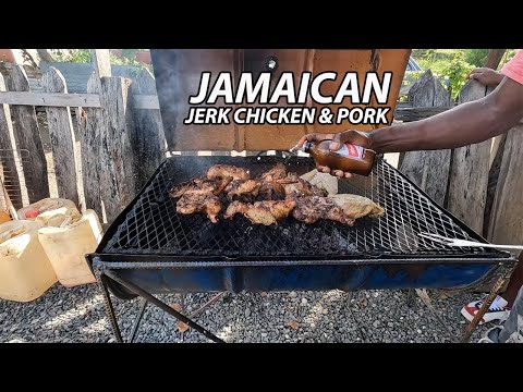 Popular Jamaican street food in the world JERK CHICKEN AND PORK !! Traditional Food Recipes
