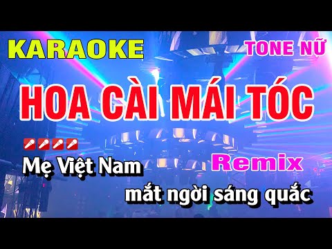 Karaoke Hoa Cài Mái Tóc Tone Nữ Remix Nhạc Sống | Nguyễn Linh