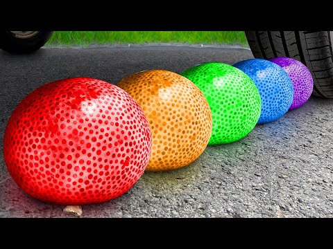 Car vs Giant Slime Balls With Crushing Soft, Crunchy Things & Experiment Car | Crunchy Ex