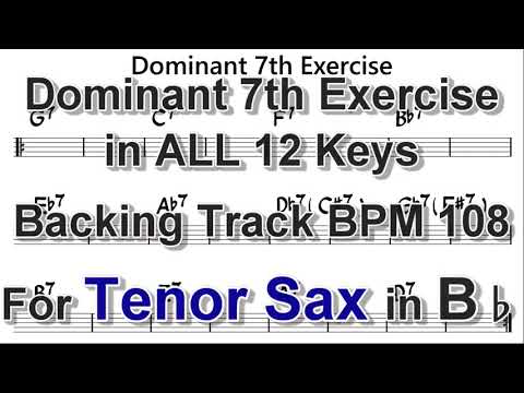 Dominant 7th Exercise - Backing Track for Tenor Sax, BPM 108