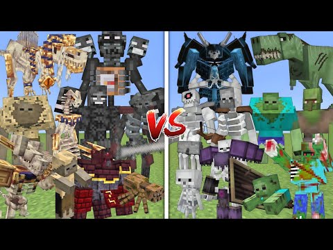 ALL MUTANT HUSKS & WITHER SKELETONS VS ALL MUTANT SKELETONS & ZOMBIES ALLIANCE MOBS BATTLE MINECRAFT