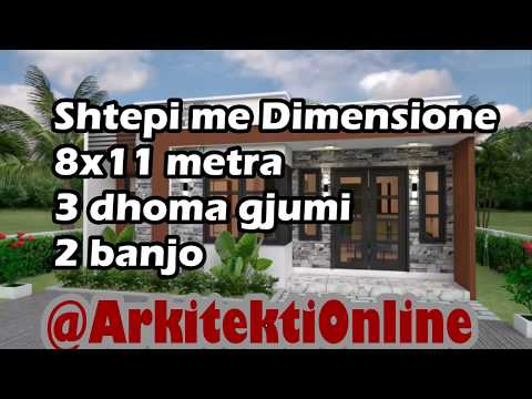 Plan per Shtepi nje kateshe | 8x11 metra, 3 Dhoma gjumi, 2 Banjo - Arkitekti Online
