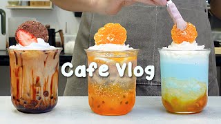 🍊딱딱한 오렌지 프라페 맛이 궁금하지 않으세요?☁️지치고 힘들 땐 음료 ASMR로 힐링해요/카페브이로그/Cafe Vlog/ASMR/Tasty Coffee