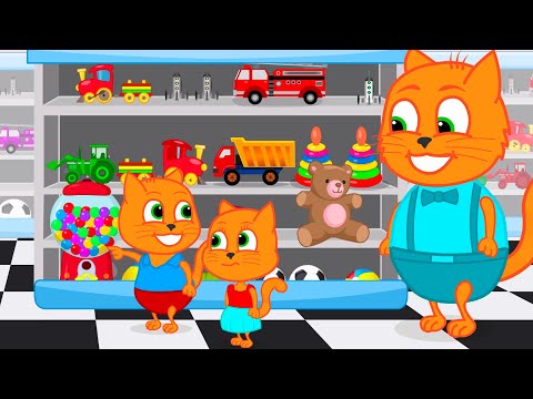 Família de Gatos - Comprando uma máquina de chiclete Desenho Animado em Português Brasil