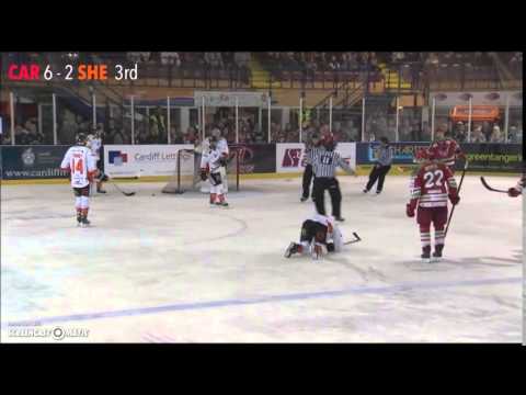 Mathieu Roy dives during Cardiff Devils vs Sheffield Steelers match 15/03/14