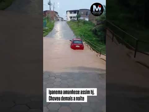 VÍDEO MOSTRA MOMENTO EM QUE CARRO É ARRASTADO E PONTE CEDE EM IPANEMA  Fortes chuvas provocaram inun
