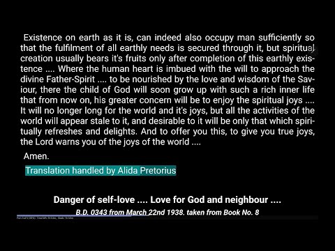 BD0343 Danger of self love.... Love for God and neighbour.... (Mar 22, 1938)