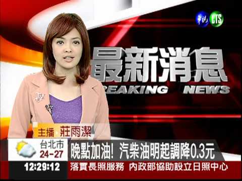 晚點加油! 汽柴油明起調降0.3元