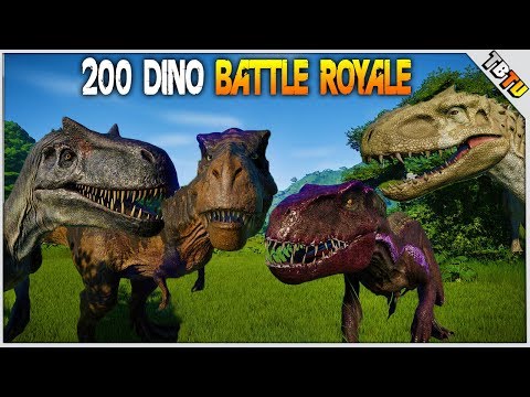 200 DINO BATTLE ROYALE! LARGEST DINO BATTLE! Jurassic World Evolution Battle Park