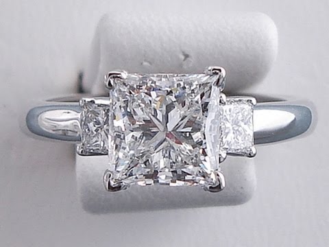 2.01 ctw Princess Cut F SI1 Diamond Engagement Ring - BigDiamondsUSA