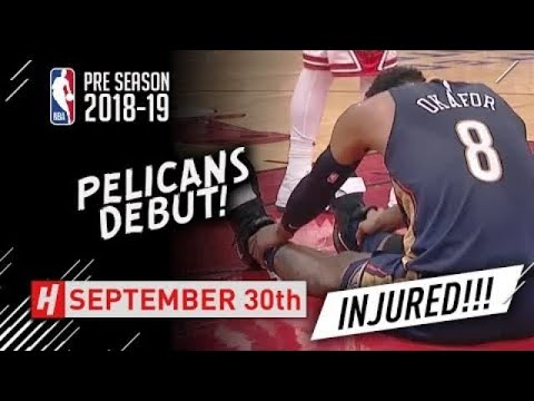Jahlil Okafor Full PELICANS DEBUT Highlights vs Bulls - 2018.09.30 - 8 Pts, 7 Reb, INJURED!