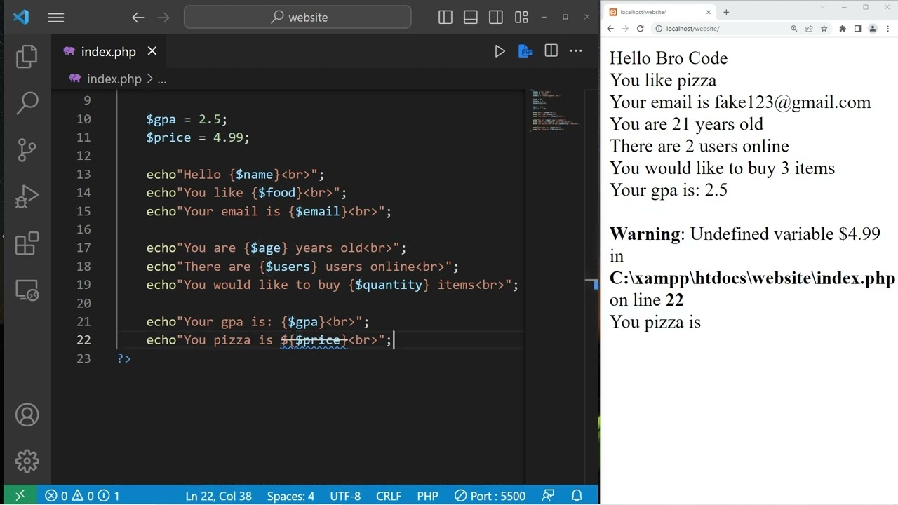 PHP variables and data types