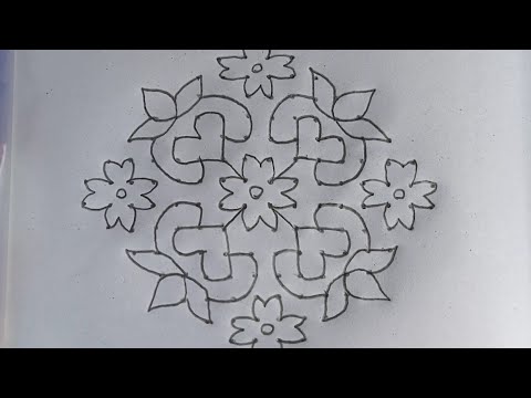 simple flower rangoli with 16*2 dots //easy chukkala muggulu