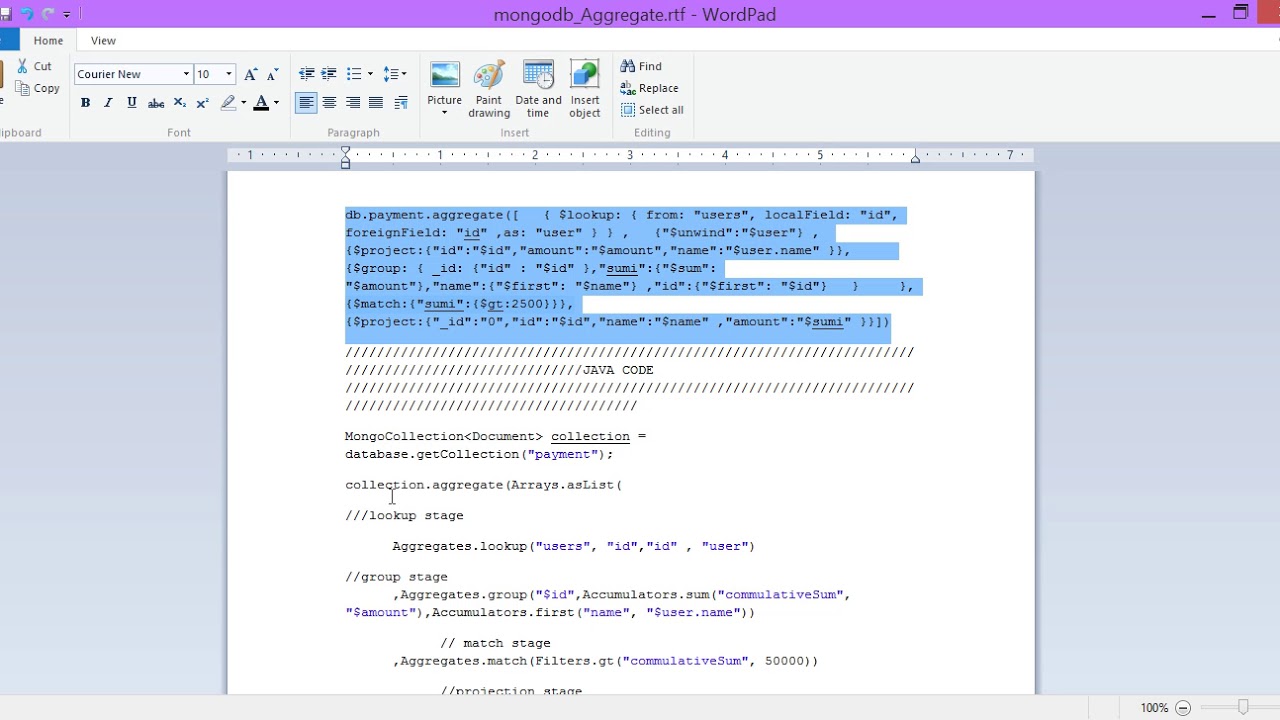 Aggregate in Java MongoDB