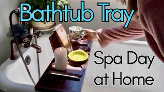 Expandable Bamboo Bath Tray. Sturdy and Saves Space