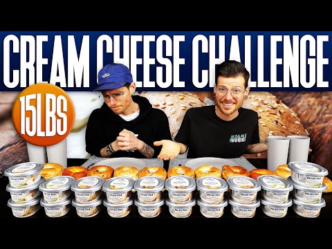 15LB BAGELS & CREAM CHEESE CHALLENGE! | 18,000 Calories | Twins vs. Food