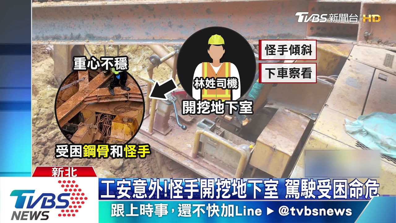 工安意外！怪手開挖地下室　駕駛受困命危