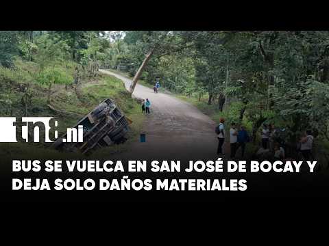 Vuelco de bus en San José de Bocay, Jinotega, deja daños materiales y pasajeros ilesos