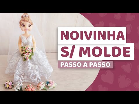 Noivinha sem molde - passo a passo | Biscuit | Porcelana Fria | Artes da Célia