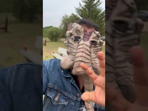 Isaac in my alien face hugger mask