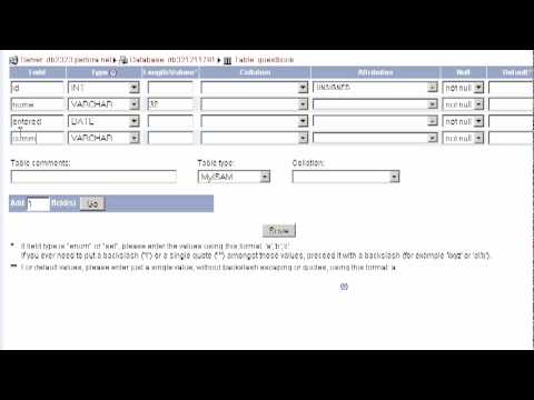 Create Table With Phpmyadmin Video
