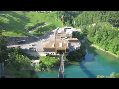 Standseilbahn Stoosbahn 2022 Start Fahrt in den Steilhang - funicular Stoos first part steep slope