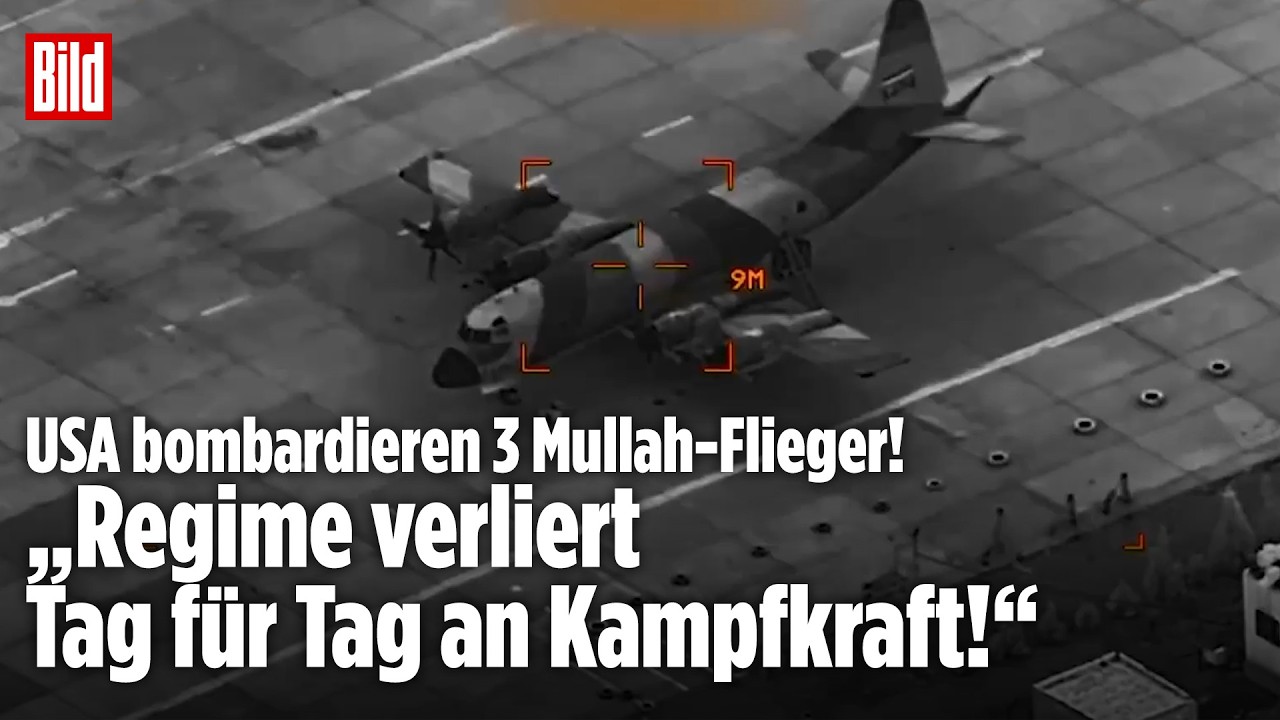 IRAN-KRIEG: US-Militär zerstört drei Mullah-Flieger! Videos zeigen Angriff auf Flugfeld!