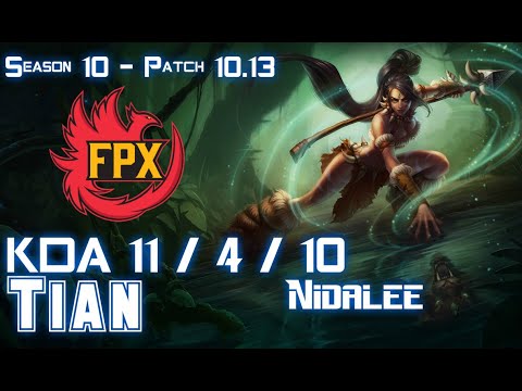 FPX Tian NIDALEE vs EKKO Jungle - Patch 10.13 KR Ranked