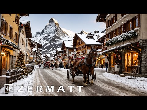 Zermatt Switzerland 🇨🇭 A Magical Christmas Holiday Destination 4K ( CAPTIONS ) #zermatt