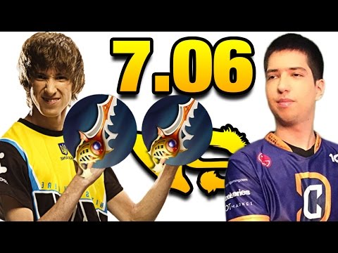Dendi Lina with 2 Rapiers Defend vs w33 Bristleback New +10% Spell Lifesteal DOTA 2 7.06