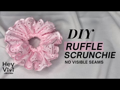 How to make ruffled scrunchie with ribbon. DIY cute ruffle scrunchie with concealed seams.