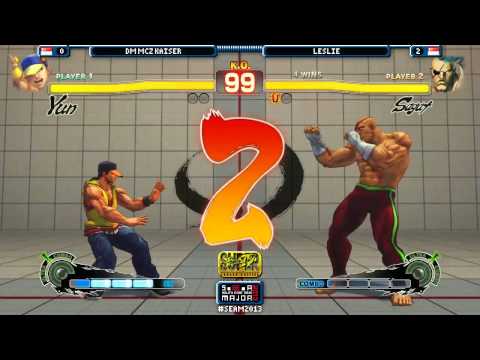SEAM2013 SF4 DM MCZ Kaiser (Yun) vs Leslie (Sagat) Top 16 Losers Bracket