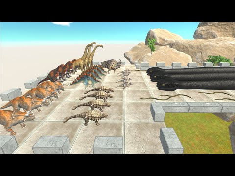 SPEED RACE Herbivorous Dinosaurs Mountain Death Fall - Animal Revolt Battle Simulator