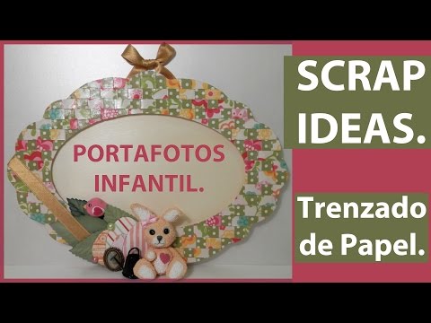 Portafotos O Marco Infantil, Estilo Campestre. Papel DE Scrapbooking, Madera Y Porcelana Fría.