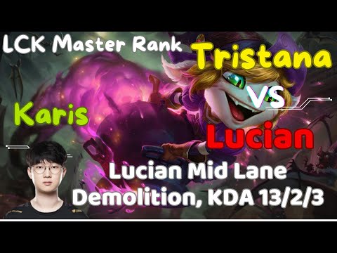 Karis Tristana vs Lucian Mid Lane, Destroy Lucian With Tristana, KDA 13/2/3 | Gaming Master LOL